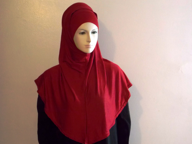 Cherry Red Long 2 Piece Amira  Hijab 6